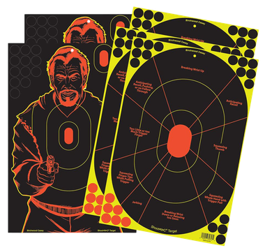 Birchwood Casey 34630 Shoot-N-C Reactive Target Combo Pack Self-Adhesive Paper Multi Color 12"x18" Oval Silhouette/Bad Guy 5 Pack