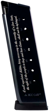 Mec-Gar MGCG45082A Standard8rd 45 ACP Fits 1911 Government Blued w.2nd Amendment Engraving Carbon Steel