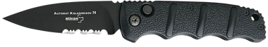 Boker 01KALS100Kalashnikov 3.35" Drop Point Plain/Serrated Black D2 Steel Blade Aluminum Handle