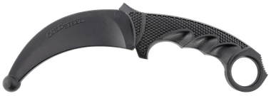 Cold Steel CS92R49 Karambit Rubber Trainer 4" Fixed Plain Black Santoprene Blade/Black Deep Checkered w/Ring Pommel Santoprene Handle