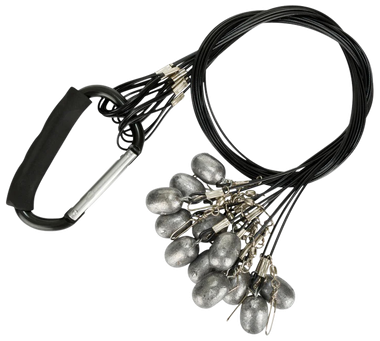 Drake Waterfowl DA9000036004 Texas Rig Package Set 36" Black Coated Steel Wire, 4 oz Lead Weight, Metal Cable Crimps, Includes Carabiner (12 Pack)