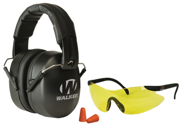 Walker's GWPFM3GFP EXT Range Shooting Muff Combo Kit Includes Foam Ear Plugs, 31 db Over the Head Shooting Muff, Sport Glasses w/Polycarbonate Lens