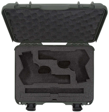 Nanuk 910CLASG6 910 Classic 2 Up Pistol Case Olive Polymer w/ Latches & Closed-Cell Foam Padding 13.20" L x 9.20" W x 4.10 " H Interior Dimensions