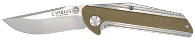 Camillus 19195 Sevens2.75" Folding Plain Silver AUS-8 Carbonitride Titanium Blade, Desert Tan/SS G10/SS Handle