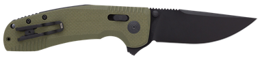 S.O.G SOG12380241 SOG-TAC XR 3.39" Folding Clip Point Plain Black TiNi Cryo D2 Steel Blade OD Green G10 Handle Includes Pocket Clip