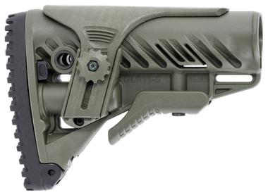 FAB Defense FXGLR16CPG GLR-16Tactical Buttstock for AR-15/ M4 w/Adjustable Cheek-Rest & Anti-Rattle Mechanism OD Green Polymer