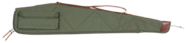 Bob Allen 14538 Canvas Rifle Case 48" Green Canvas w/ Quilted Flannel Lining Leather Sling & Self-Repairing Nylon Zipper