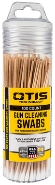 Otis FG241100 Gun Cleaning Swabs Cotton/Wood 6" Long 100 Includes Reusable Storage Tube