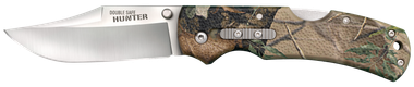 Cold Steel CS23JE Double Safe Hunter 3.50" Folding Clip Point Plain Satin 8Cr13MoV SS Blade/ Camo GFN Handle Includes Pocket Clip