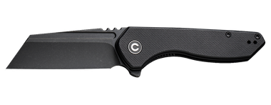 Civivi Knives C23036-1 ExOne2.94" Folding Reverse Tanto Plain Black Stonewashed Nitro-V Steel Blade, Black Textured G10 Handle