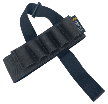 ADAPTIVE TACTICAL AT06400 Stock Mounted Shell Carrier5rd Shotshells Removable Black Nylon Non Slip Loops Adj. Stock Fit