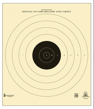 Action Target SR1100 Sighting Military Bullseye Tagboard Hanging 100 yds 21" x 21" Black/White 100 Per Box