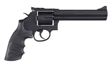 SAR USA SARSR38BL6 SAR SR357 Mag/38 Special 6 Shot 6" Black Steel Barrel & Cylinder, Black Steel Frame, Black Finger Grooved Grip, Drop Safety/Hammer Block Safety, Exposed Hammer