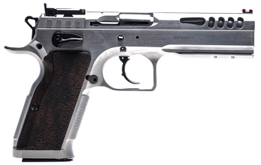 Tanfoglio IFG TFSTOCKM38 Defiant Stock Master 38 Super 17+1 4.75" Hard Chrome Steel/Wood Grip