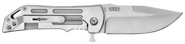 Camillus 19643 Dominator II 3" Folding Drop Point Plain Titanium Bonded 420 Stainless Steel Blade, Silver Carbon Fiber/SS Handle