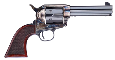 Taylors & Company 556204DE Short Stroke Smoke Wagon357 Mag 6rd 4.75" Blued Cylinder & Barrel Color Case Hardened Steel Frame Checkered Walnut Navy Size Grip (Taylor Tuned)