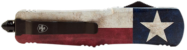 Templar Knife LCAP331 Gen II Captain Large 3.50" OTF Drop Point Plain Black Oxide Stonewashed 440C SS Blade, 5.25" Red/White/Blue w/Star Aluminum Handle Glass Breaker