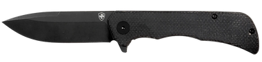 Templar Knife PFMBK321 Paladin3.27" Folding Drop Point Plain Black Powder Coated D2 Steel Blade, 4.40" Black Micarta Handle