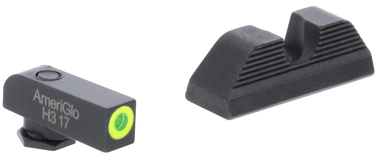 AmeriGlo GL352 Protector Sight Set for GlockGreen Tritium LumiGreen Outline Front Sight-Black Serrated Rear Sight