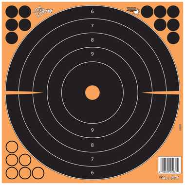 EZ-Aim 1531725 Splash ReactiveSelf-Adhesive Paper Black/Orange 12"x12" Bullseye 25 Pack