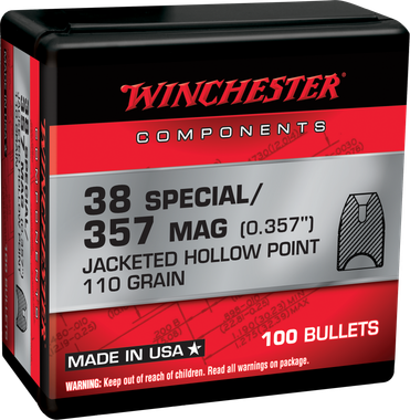 Winchester Ammo WB38HP110X Centerfire Handgun Reloading 38Special 110gr Jacketed Hollow Point 100 Per Box/10 Case