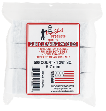 Pro-Shot 138500 Cleaning Patches6mm/7mm 1.38" Cotton Flannel 500 Per Pkg