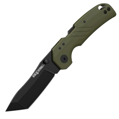 Cold Steel CSFL30DPLTBGZ Engage3" Folding Tanto Plain Black PVD Stonewashed 4116 SS Blade/4.11" OD Green GFN Handle Includes Belt Clip