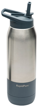 RapidPure 01600124 Purifier + Insulated Steel Bottle Compatible With Most 2.5" Water Bottles, Stainless Steel, 3.5" x 3.5" x 11.1", Includes Ultralight Straw