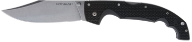 Cold Steel CS29AXB Voyager XL 5.50" Folding Drop Point Plain Stonewashed AUS-10A SS Blade/6.75" Black Textured Griv-Ex Handle Includes Belt Clip