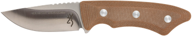 Browning 3220498B Guide SeriesSmall 3" Fixed Drop Point Plain Brown Satin Sandvik 14C28N SS Blade, Brown Micarta Handle