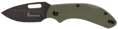 Browning 3220504 Hidden HollowEDC Small 2.25" Folding Drop Point Plain Black Oxide Stonewashed D2 Steel Blade, OD Green G10 Handle