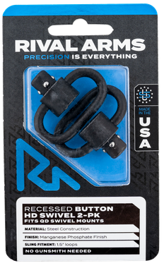 Rival Arms RA-RA92S2A HD Swivel SetBlack Manganese Phosphate Steel with 1.5" Loops & Recessed Button
