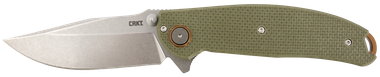 CRKT 2471 Butte3.36" Folding Plain Stonewashed D2 Steel Blade/OD Green G10 Handle Includes Pocket Clip