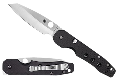 Spyderco C240CFP Smock3.39" Folding Plain Stonewashed CPM S30V SS Blade/Black Textured Carbon Fiber/G10 Handle