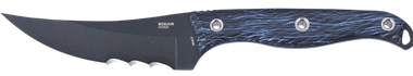 CRKT 2709B Clever Girl4.60" Fixed Veff Serrated Black Powder Coated SK-5 Steel Blade, Blue Marbled G10 Handle
