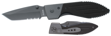 Ka-Bar 3075 Warthog3" Folding Tanto Part Serrated 420HC SS Blade Black G10 Handle Includes Pocket Clip
