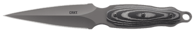 CRKT 2075 Shrill4.77" Fixed Plain Dual-Edge Gray TiN 8Cr13MoV SS Blade/ Black/Gray SS w/Resin Fiber Overlay Handle Includes Sheath