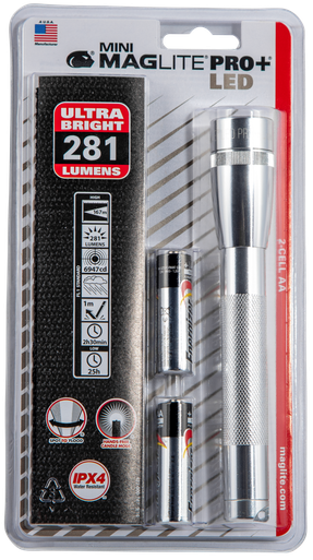Maglite Mini Maglite Pro+, Mlt Sp+p10h Mini 2cell AaPro+ Silver