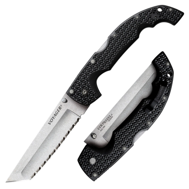 Cold Steels XL Voyager Folder 5.5 in Serrated Blade Griv-Ex