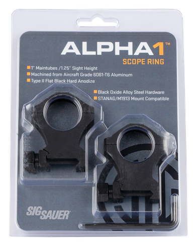 Sig Sauer Electro-optics Alpha1 Hunting Rings, Sig Soa10022Alpha1 Rings 1inE-hi Alum Mat Blk