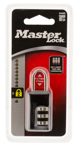 Master Lock Combination Lock, Master 646dCombo Padlock