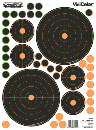 Champion Targets Visicolor, Champ 46138 50yd Sight In Bulls Eye Variety 5pk