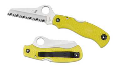 Spyderco Saver Salt Folder 3.1 in Serrated Yellow FRN Handle