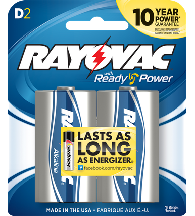 Rayovac D, Ray 813-2fAlk D Card Battery 2pk