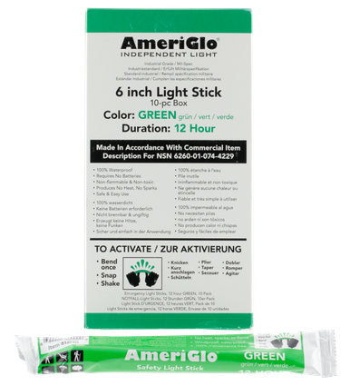 Ameriglo Light Stick, Amer 612hg10bSticks 6in 12h Green 10