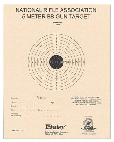 Daisy Nra 5-meter Target, Daisy 990408-810 5-meter Agun Tgt 50pk