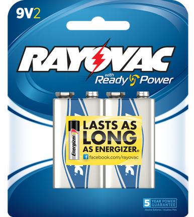 Rayovac 9v, Ray A1604-2jAlk 9vCard Battery 2pk