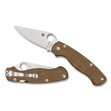 Spyderco Para Military 2Brown Canvas Micarta Cru-Wear