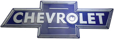 Open Road Brands Die Cut Emb - Tin Sign Chevrolet Bowtie Blue