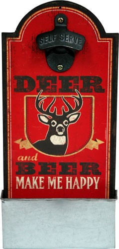 Open Road Brands Bottle Opener - Sign Deer And Beer 6"x13"